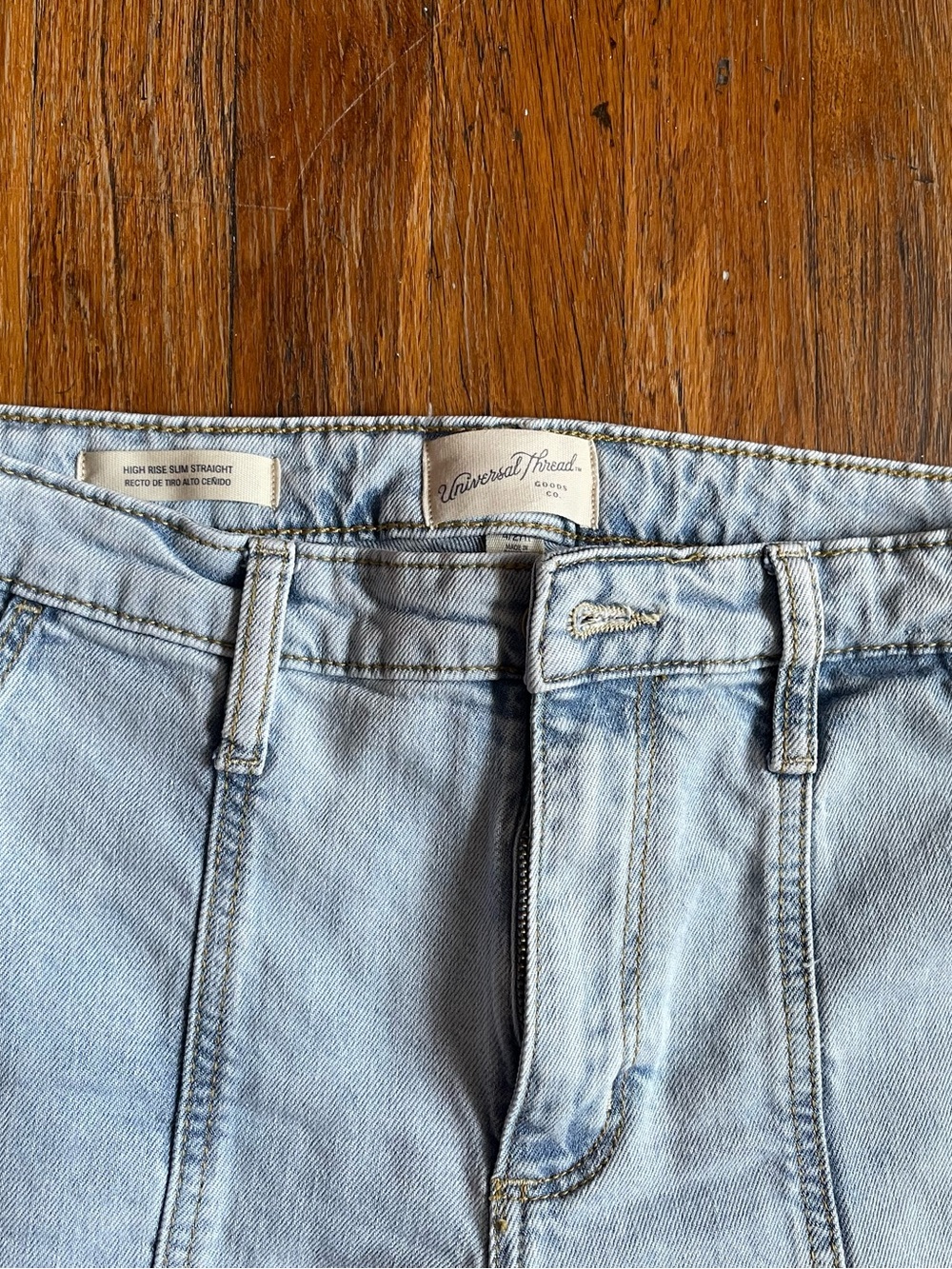 Universal Thread Light Blue High-Rise Slim Straight Jeans